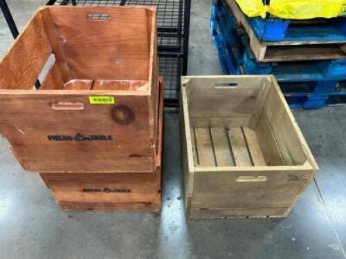 (3) WOODEN WINE CRATES.