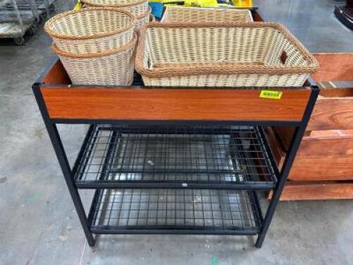 36" X 36" PRODUCE DISPLAY UNIT W/ CONTENTS - ASSORTED WICKER BASKETS