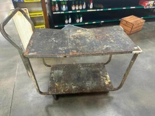 48" TWO TIER METAL WAREHOUSE CART.
