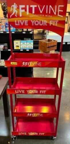 24" FOUR TIER RED METAL DISPLAY CART.