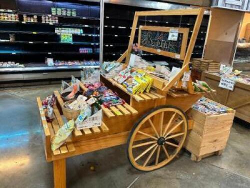FOUR TIER FLORAL DISPLAY CART W/ CHALK BOARD SIGN