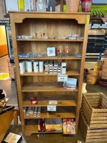 36" X 12" HARDWOOD BOOK CASE.