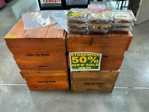 (4) WOODEN WINE CRATES.