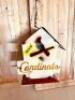 METAL CARDINALS BIRD HOUSE
