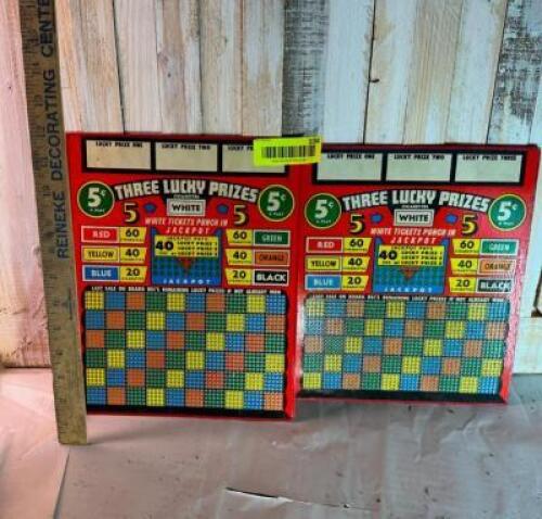 (2) THREE LUCKY PRIZES GAMES (NEVER USED)