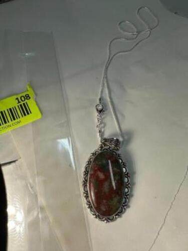 POLISHED STERLING SILVER AGATE NECKLACE