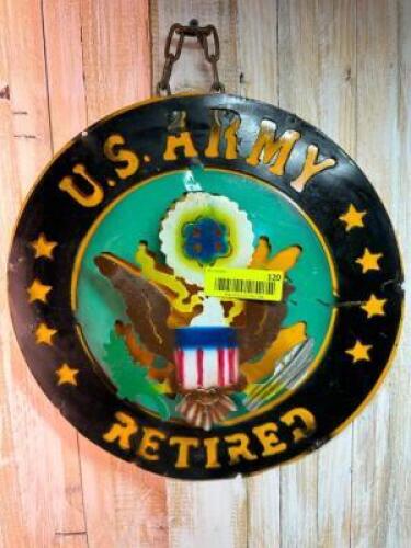 METAL US ARMY RETIRED SIGN