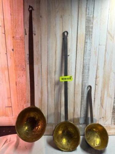(3) BRASS LADLES