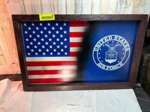 WOOD FRAMED US AIR FORCE FLAG