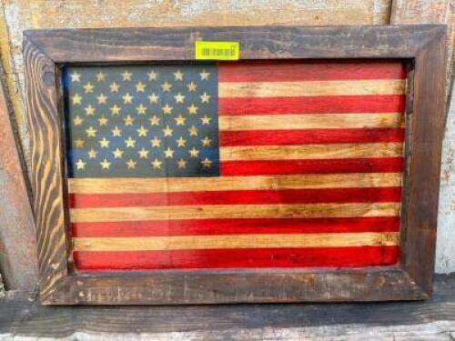 WOOD FRAMED US FLAG
