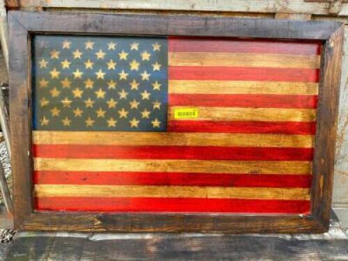 WOOD FRAMED US FLAG