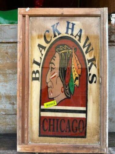 BLACKHAWKS PAINTED WINDOW