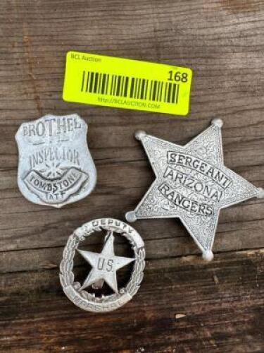 (3) METAL BADGES