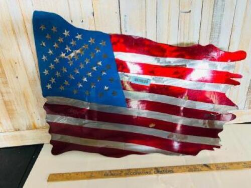 METAL TATTERED AMERICAN FLAG