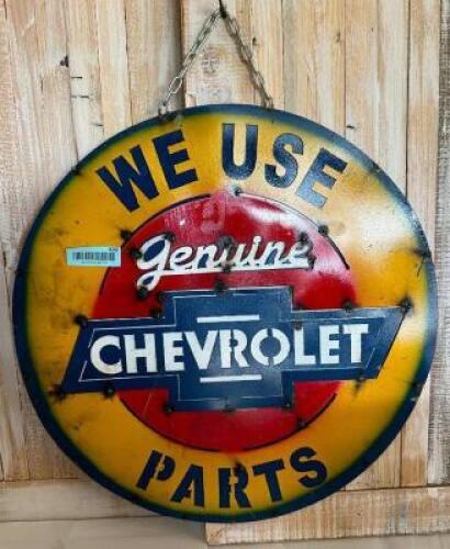 METAL WE USE CHEVROLET PARTS SIGN