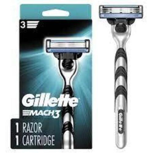DESCRIPTION: (2) MEN'S RAZORS BRAND/MODEL: GILLETTE MACH 3 INFORMATION: SINGLE RAZOR SIZE: 3 BLADES RETAIL$: $13.47 EA QTY: 2