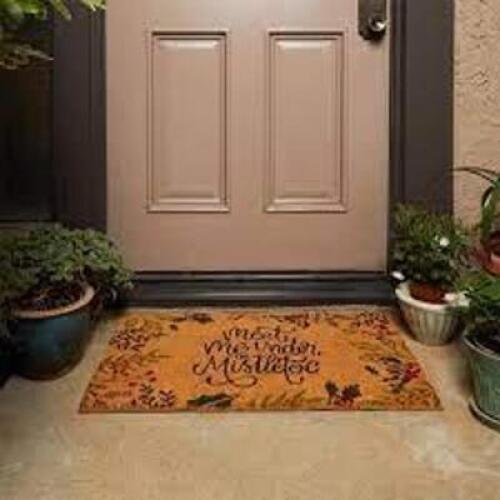 DESCRIPTION: (2) FRONT DOOR WELCOME MATS BRAND/MODEL: COCO COIR INFORMATION: CHRISTMAS THEME SIZE: "MEET ME UNDER THE MISTLETOE" RETAIL$: $34.99 EA QT