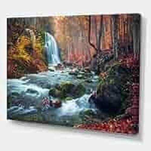 DESCRIPTION: (1) HANGING WALL ART BRAND/MODEL: CANVAS PRINT, LANDSCAPE PHOTO INFORMATION: AUTUMN MOUNTAIN WATERFALL LONG VIEW RETAIL$: $87.89 EA QTY: