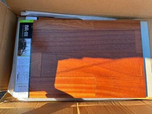 PALLET AND CONTENTS (8) BOXES OF ASSORTED EXOTIC HARDWOOD FLOORING DISPLAY BOARDS.