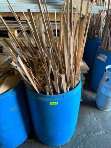 BLUE BARREL AND CONTENTS - LUMBER SCRAPS.