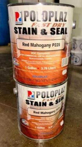 (2) GALLONS OF POLOPLAZ RED MAHOGANY STAIN AND SEAL