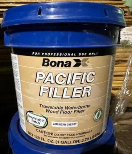 (2) 3 GALLON DRUMS OF BONA PACIFIC FILLER WOOD FILLER AMERICAN CHERRY