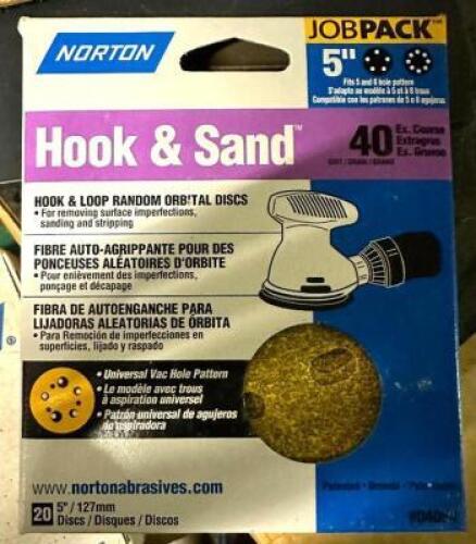 (10) BOXES OF NORTON HOOK AND SAND 5" DISCS