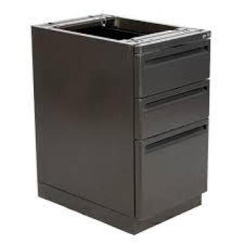 DESCRIPTION: (1) PEDESTAL DESK LEG FILING CABINET BRAND/MODEL: STEELCASE #GSCP24BBFL INFORMATION: GRAY, STEEL SIZE: NO TOP, MEANT FOR LEG OF DESK, DES