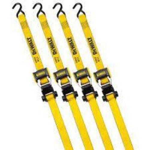 DESCRIPTION: (1) SET OF (4) RATCHET STRAPS BRAND/MODEL: DEWALT #DXBC18004 INFORMATION: YELLOW SIZE: 1.25" X 12' RETAIL$: $38.00 EA QTY: 1