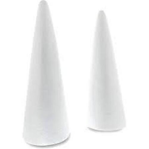 DESCRIPTION: (8) BOXES OF (18) STYROFOAM CONES BRAND/MODEL: BRIGHT CREATIONS INFORMATION: WHITE SIZE: 5.25" X 1" RETAIL$: $26.99 E QTY: 8