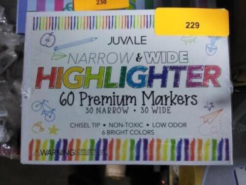 DESCRIPTION: (2) CASE OF (60) NARROW AND WIDE HIGHLIGHTER BRAND/MODEL: JUVALE INFORMATION: 6 BRIGHT COLORS RETAIL$: $20.00 EA QTY: 2