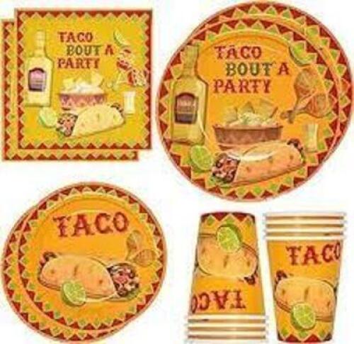 DESCRIPTION: (2) TACO PARTY KIT BRAND/MODEL: BLUE PANDA INFORMATION: MEXICAN TACO THEME SIZE: SERVES 242 RETAIL$: $28.95 EA QTY: 2