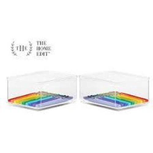 DESCRIPTION: (7) PACKS OF (2) MEDIUM INSERT BIN BRAND/MODEL: THE HOME EDIT INFORMATION: CLEAR SIZE: 6.24X4.68X2.95 RETAIL$: $6.99 EA QTY: 7