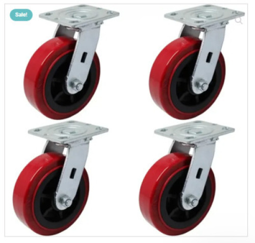 DESCRIPTION: (1) SET OF (4) INDUSTRIAL CASTERS INFORMATION: RED RETAIL$: $50.00 EA QTY: 1