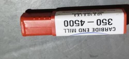 DESCRIPTION: (4) SOLID CARBIDE CORNER RADIUS END MILL BRAND/MODEL: HTC 350-4500 SIZE: 1/2" 1" LOC 0.90" RAD RETAIL$: $52.47 EA QTY: 4