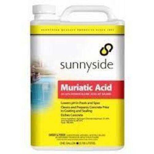 DESCRIPTION: (2) MURIATIC ACID BRAND/MODEL: SUNNYSIDE #44ZU25 SIZE: 1 GALLON RETAIL$: $13.46 EA QTY: 2