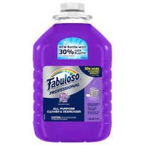 DESCRIPTION: (1) ALL PURPOSE CLEANER AND DEGREASER BRAND/MODEL: FABULOSO PROFESSIONAL INFORMATION: LAVENDER SCENT SIZE: 1 GALLON RETAIL$: $10.00 EA QT