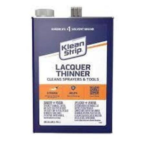 DESCRIPTION: (1) LACQUER THINNER BRAND/MODEL: KLEAN STRIP SIZE: 1 GALLON RETAIL$: $30.00 EA QTY: 1