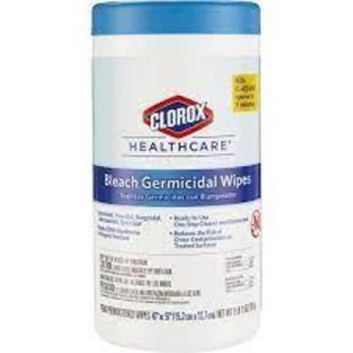 DESCRIPTION: (6) BLEACH GERMICIDAL WIPES BRAND/MODEL: CLOROX HEALTHCARE SIZE: 70 WIPES RETAIL$: $12.79 EA QTY: 6