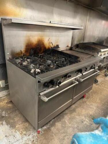 SUNFIRE 8 BURNER RANGE W/ 24" GRIDDLE AND DOUBLE OVEN COMBO.