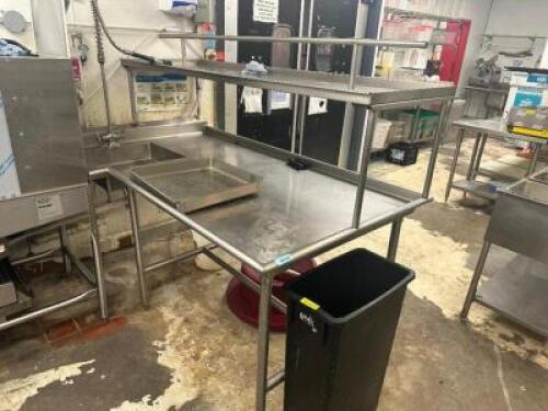 RIGHT SIDE STAINLESS SOIL TABLE/ RISER SHELF AND SPRAY SINK