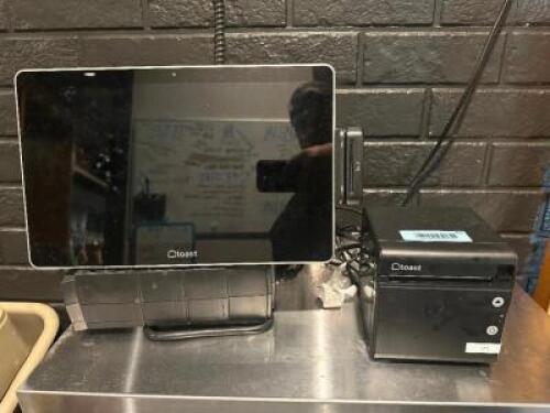 TOAST TOUCH SCREEN POS SYSTEM W/ (3) TERMINALS, (2) HAND HELD, (2) TABLETS, (2) PRINTERS, AND (4) KITCHEN MONITORS