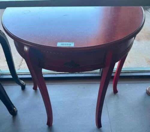 30" SEMI CIRCLE ACCENT TABLE W/ DARK CHERRY STAIN