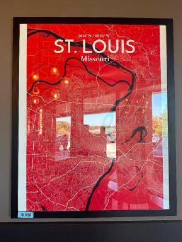 FRAMED "ST. LOUIS" MAP POSTER.