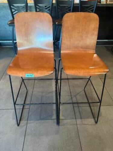 (2) JASPER CHAIR 30" BAR STOOLS LAYERED BENT MAPLE PLY.