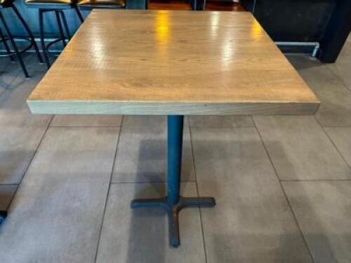 30" X 30" HARDWOOD TABLE W/ PUB BASE. ( LIGHT GREY FINISH )