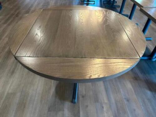 51" ROUND DROP SIDES HARDWOOD TABLE. ( LIGHT GREY )