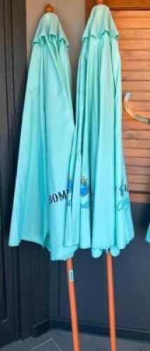 (2) SAPPHIRE BOMBAY 8' AQUA CANVAS UMBRELLAS