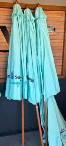(3) SAPPHIRE BOMBAY 8' AQUA CANVAS UMBRELLAS