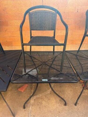 35" X 35" METAL PATIO TABLE W/ (2) METAL CHAIRS